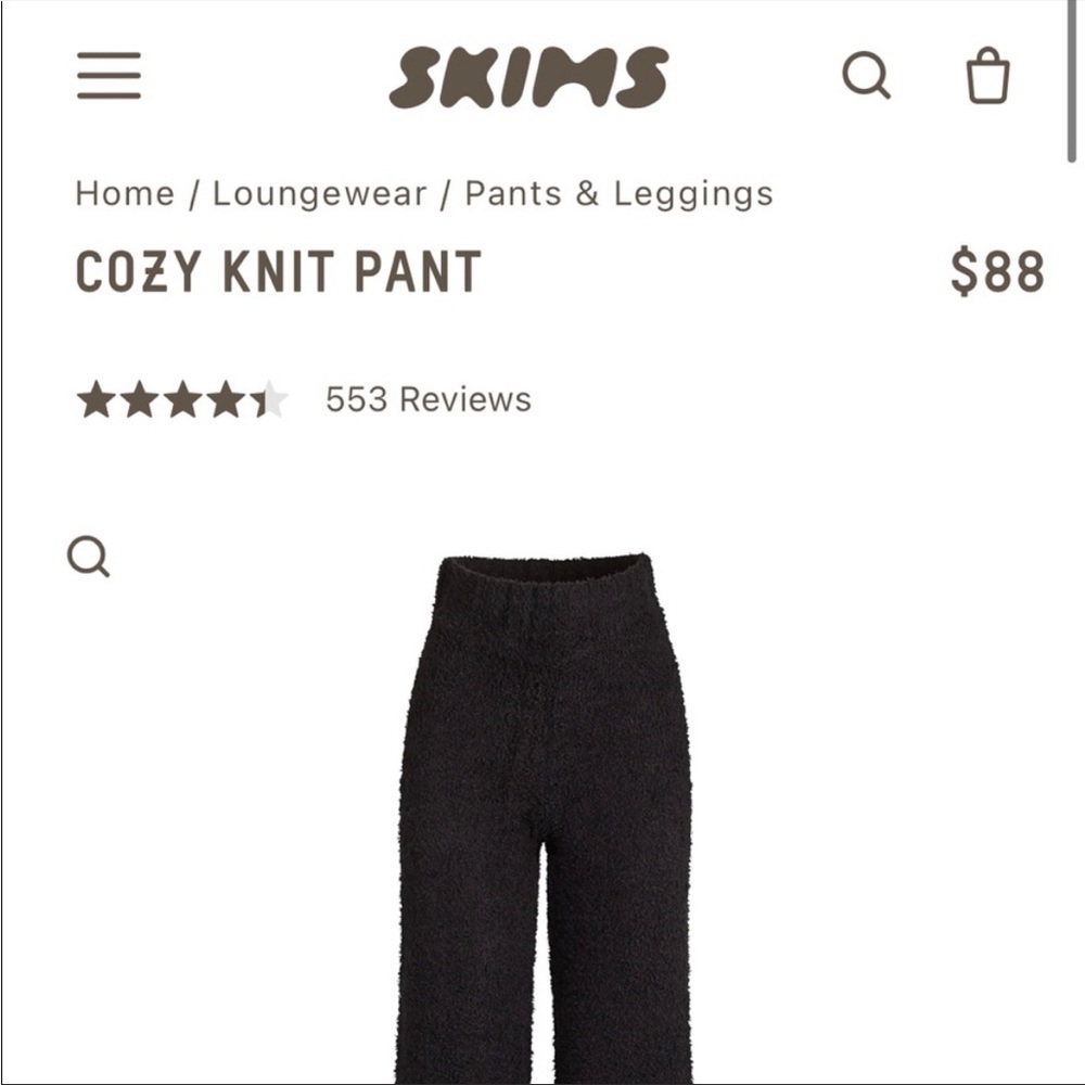 SKIMS COZY KNIT PANT IN ONYX